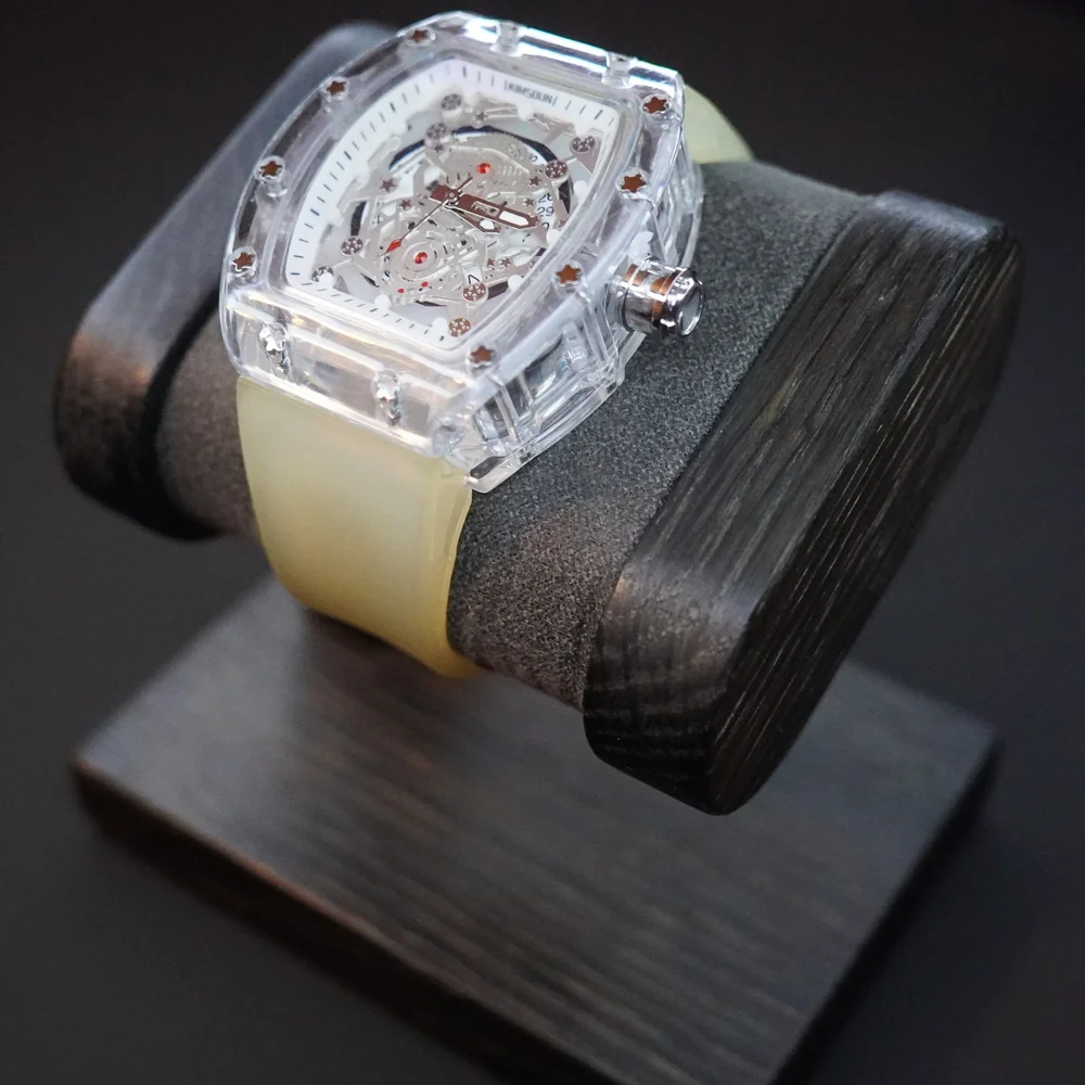 KIMSDUN Skeleton Dial Transparent Case Watch